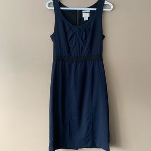 Club Monaco Bodycon Navy Dress with black sash, Wool - Size 2